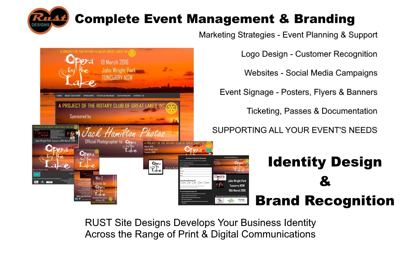 Print Layout Design, Graphic Design, Signage, Advertising Campaigns, Styling by RUST Site Designs
